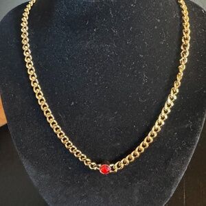 Slide - Necklace Gold with Red stone